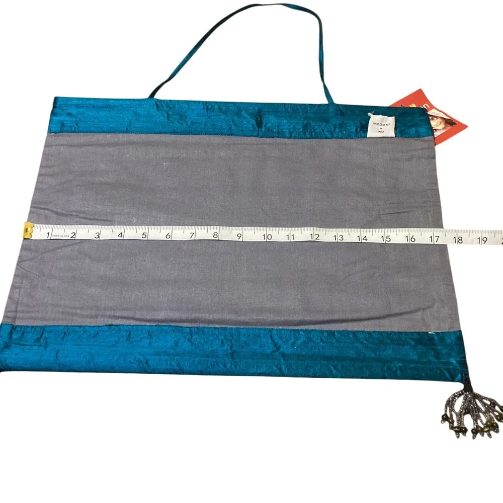 Shrujan Handcrafted Wall Hanging Art Sea‎ Green Raw Silk Tree of Life Embroidery